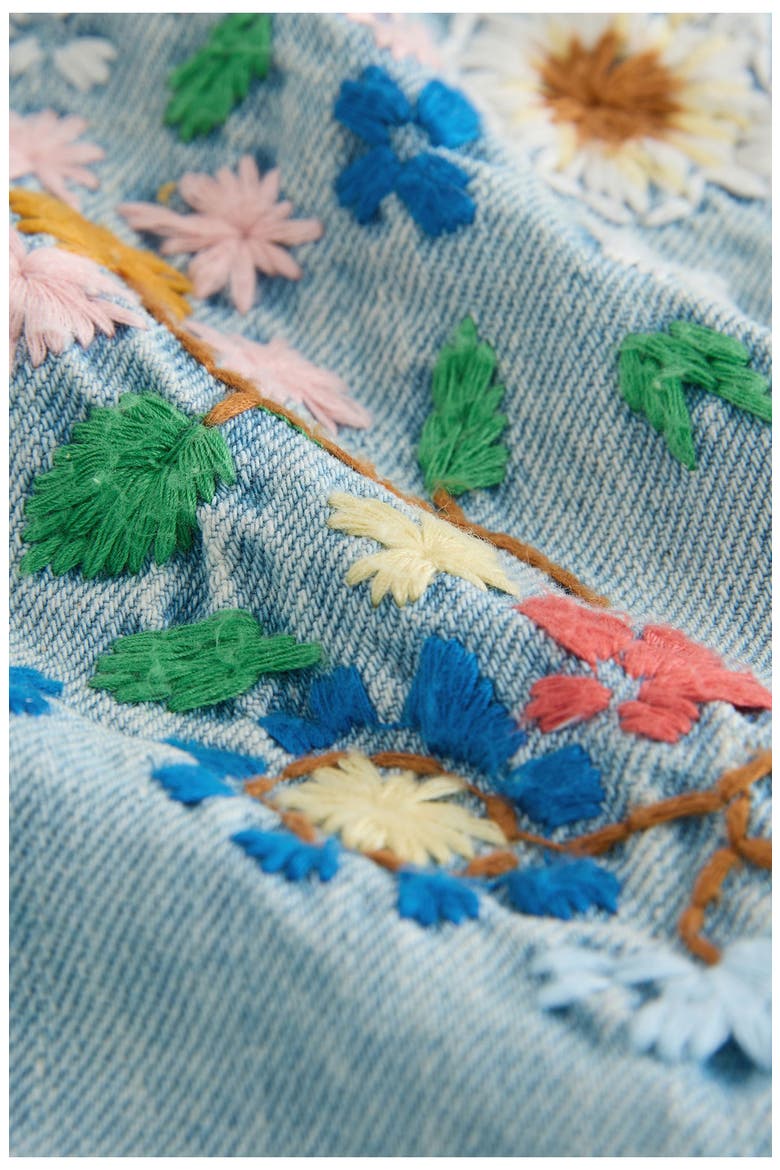 Kids' Embroidered Denim Romper & Frill Shirt Set, Alternate, color, BLUE