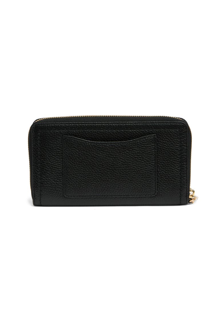 Leather Wristlet Continental Wallet, Alternate, color, BLACK
