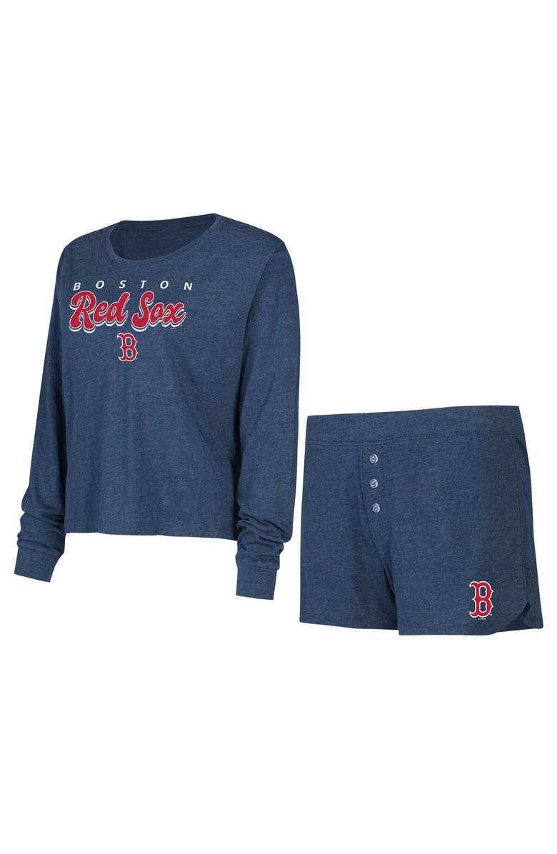 CONCEPTS SPORT Women's Concepts Sport  Navy Boston Red Sox Meter Knit Long Sleeve T-Shirt & Shorts Set, Main, color, 