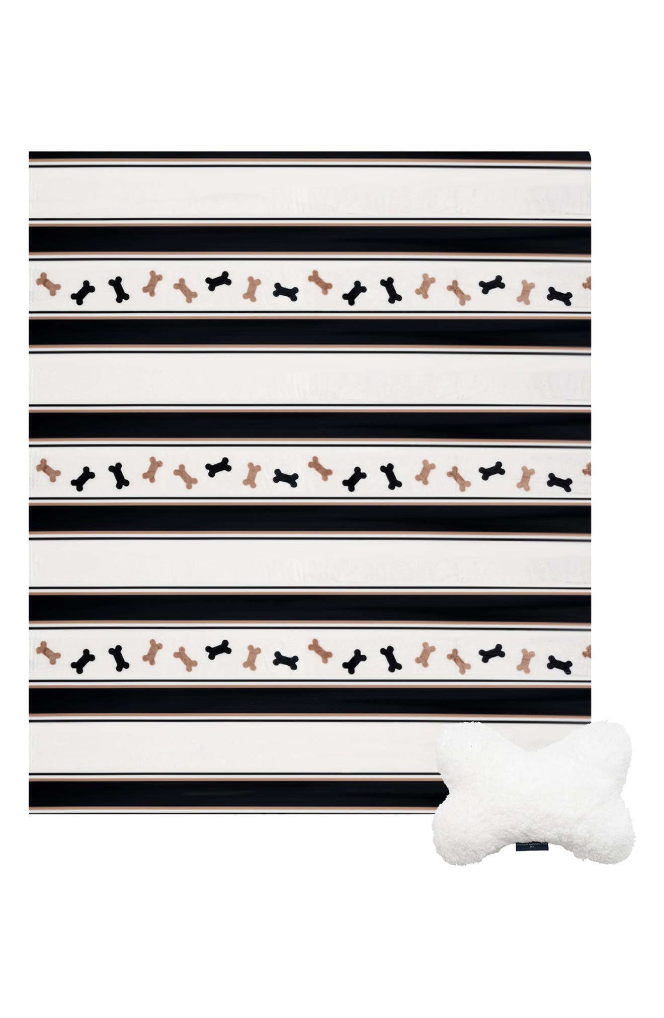 French Connection Pet Plush Throw & Faux Shearling Bone Pillow 2-Piece Set