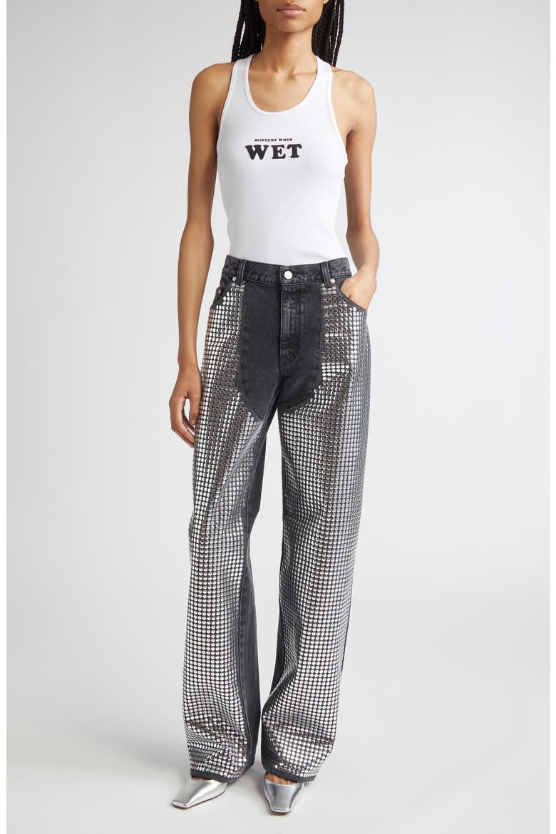 Slippery When Wet Flocked Rib Tank, Alternate, color, PURE WHITE