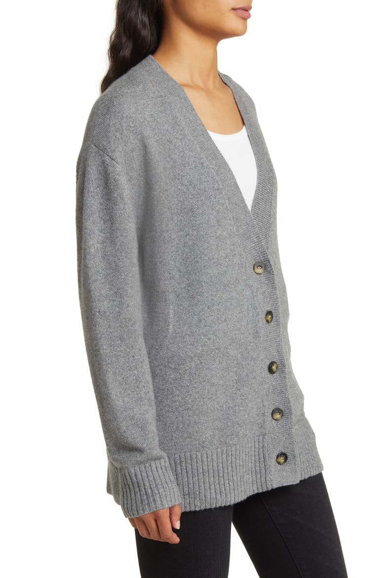 V-Neck Cocoon Cardigan, Alternate, color, GREY DARK HEATHER