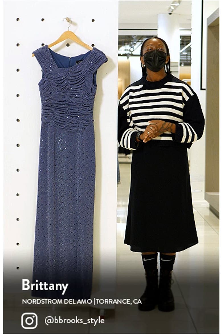 Sequin Ruched Neck Sparkle Knit Gown video