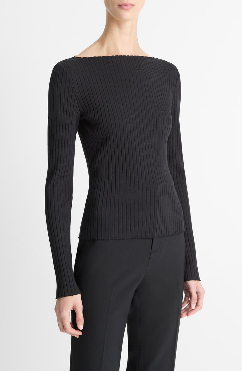 Vince Boat Neck Rib Top, Alternate, color, Black