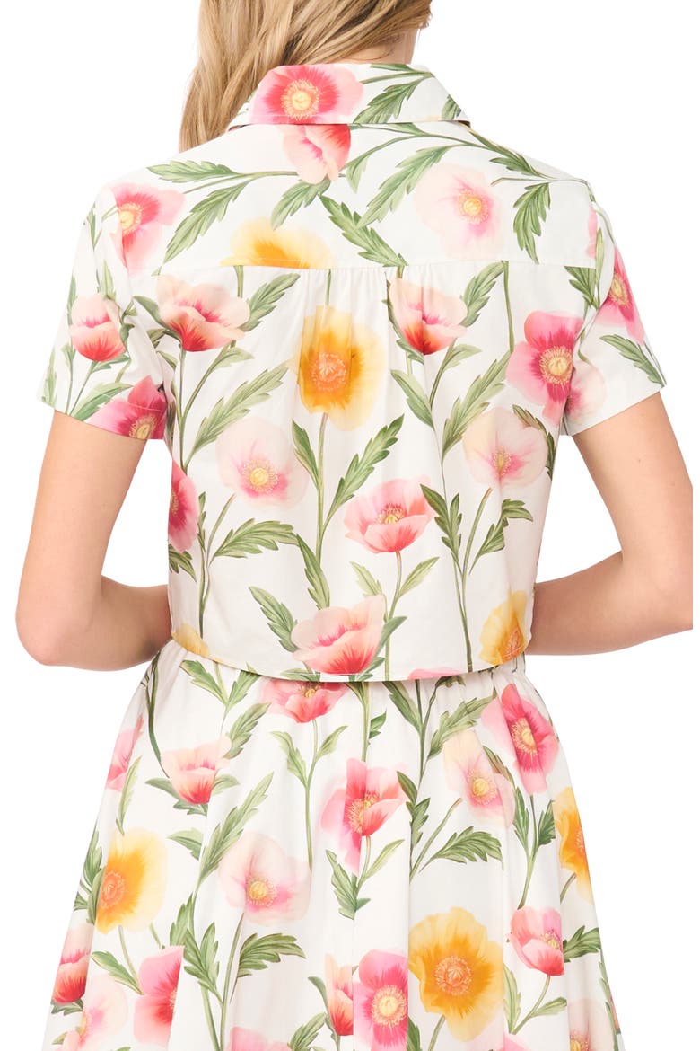 Libby Floral Tie Front Cotton Button-Up Shirt, Alternate, color, ULTRA WHITE