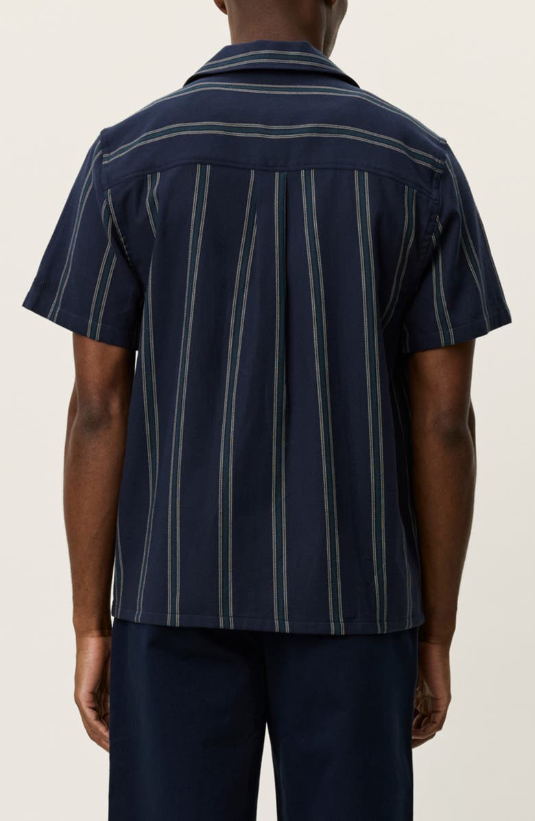Les Deux Lawson Stripe Camp Shirt, Alternate, color, Dark Navy