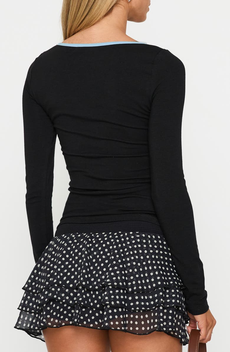 Princess Polly Floral Cutout Long Sleeve Top, Alternate, color, Black