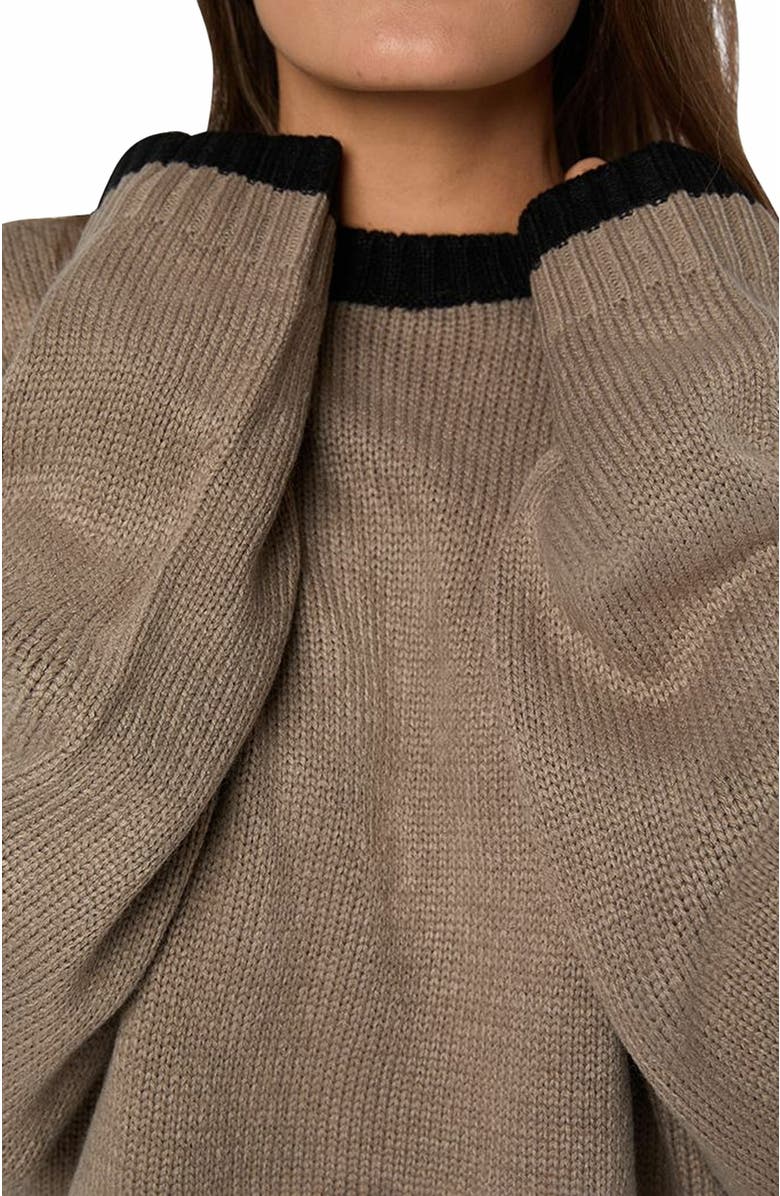 WeWoreWhat Oversized Crew Neck Sweater, Alternate, color, Stone/Black