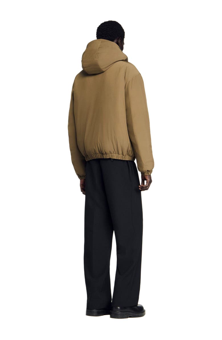 SANDRO Puffer jacket with removable hood, Alternate, color, Caramel