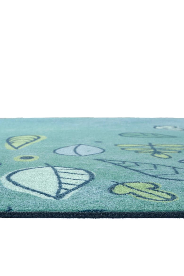 Falling Leaves Border Carpets, Alternate, color, Blue