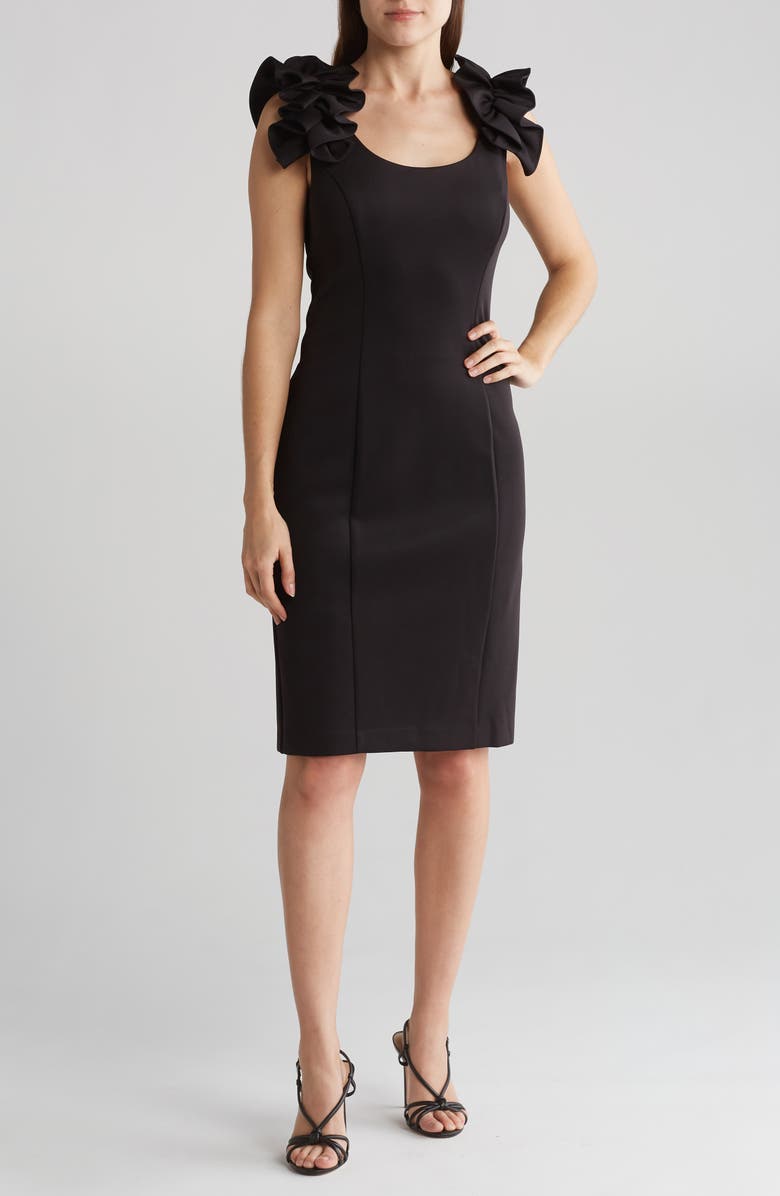 Donna Ricco Ruffle Shoulder Sheath Dress, Main, color, 