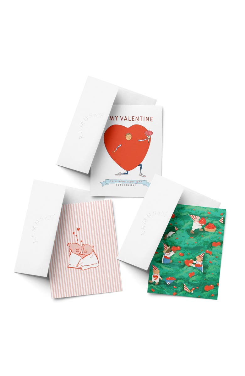 Ramus & Co Love/Valentine's Assorted Greeting Card Pack (3ct) "Non Corny Valentine, Piggies, Hearts Harvest", Main, color, Multi-Pack