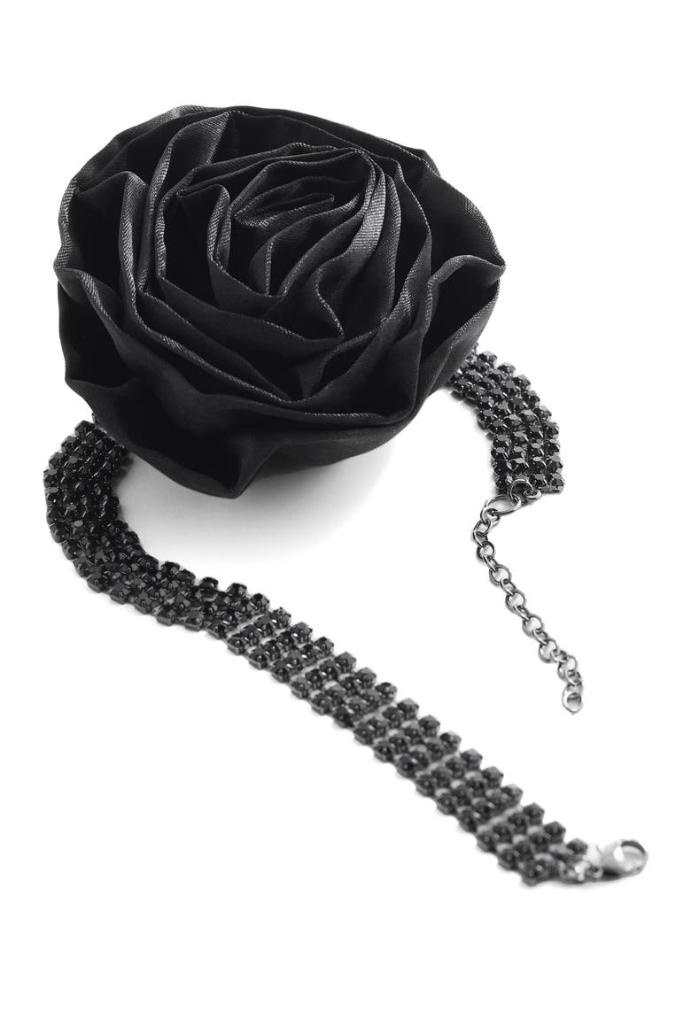 Maxi Flower Choker Necklace, Alternate, color, BLACK