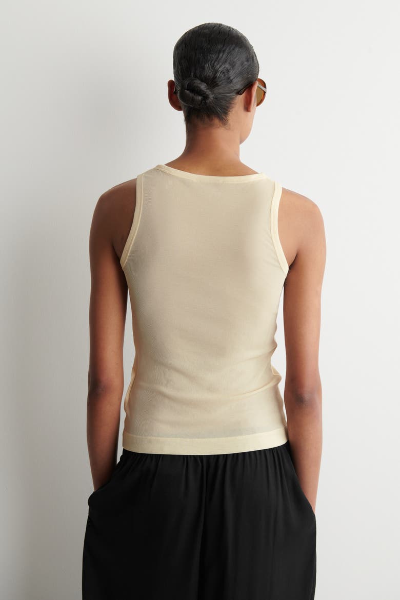 Ribbed Silk Tank Top, Alternate, color, BUTTERMILK
