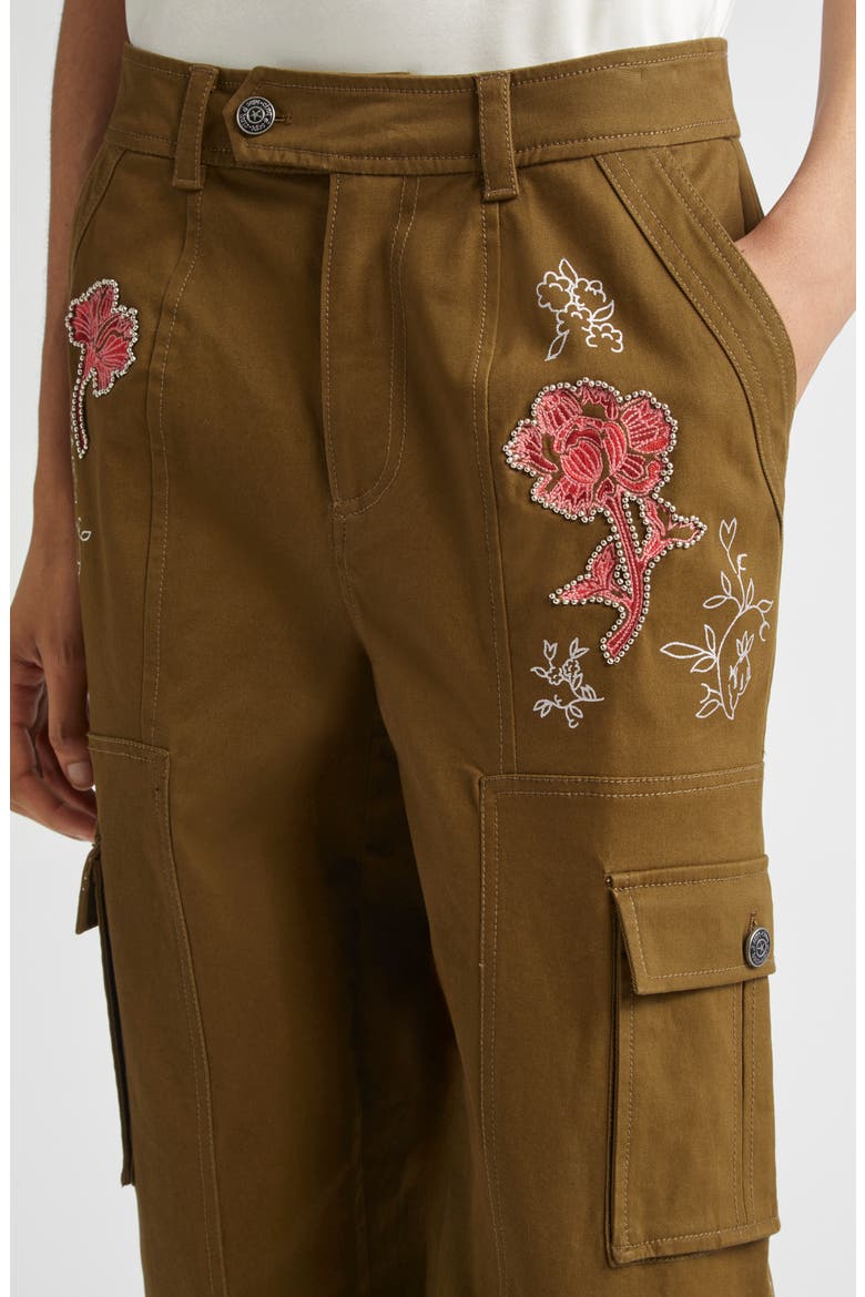 Desert Rose Zola Embrodiered Cargo Pants, Alternate, color, DARK OLIVE/ MULTI