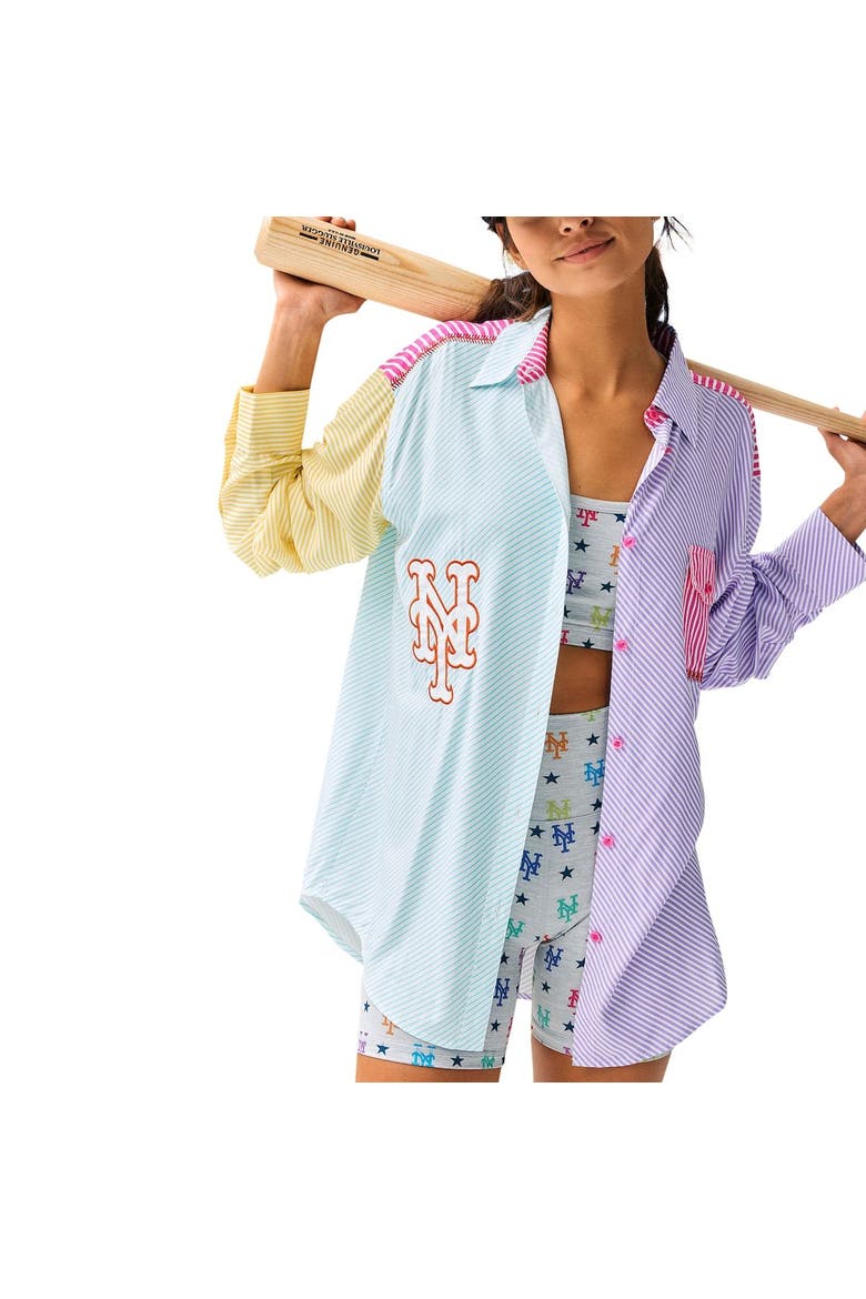 Women's Terez New York Mets Button-Up Shirt, Alternate, color, Blue