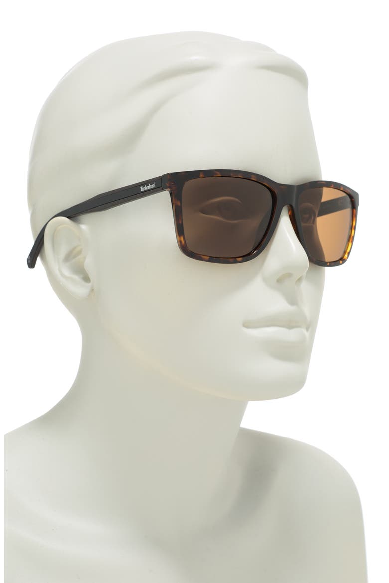 57mm Injected Polarized Square Sunglasses, Alternate, color, DHAV/ BRNPZ