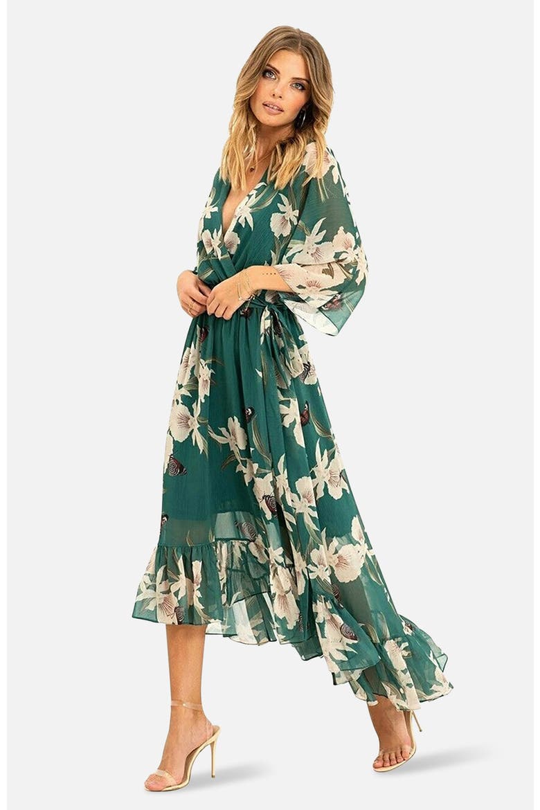 Dip Hem Sleeve Dress, Alternate, color, Green