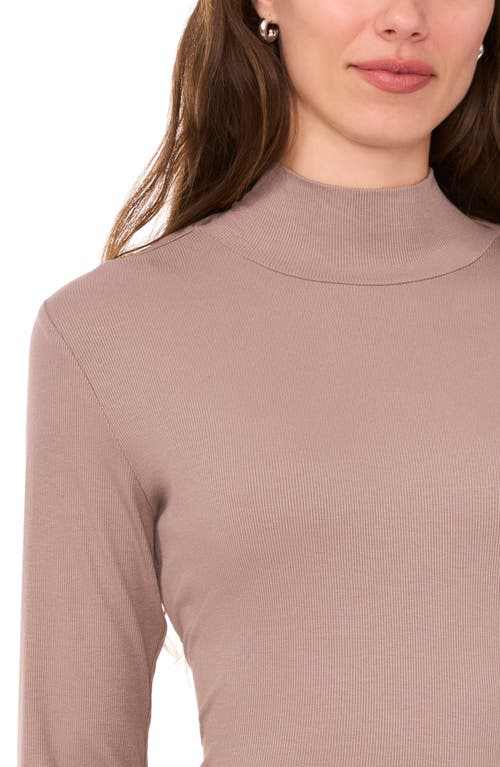 Halogen ® Ribbed Mock Neck Top In Warm Ash Brown