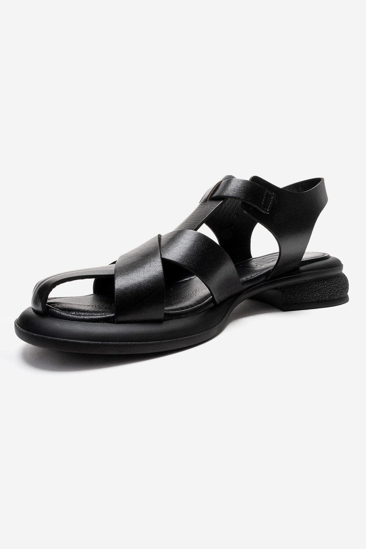 Forever & Always Shoes Guido Leather Sandal, Alternate, color, Black