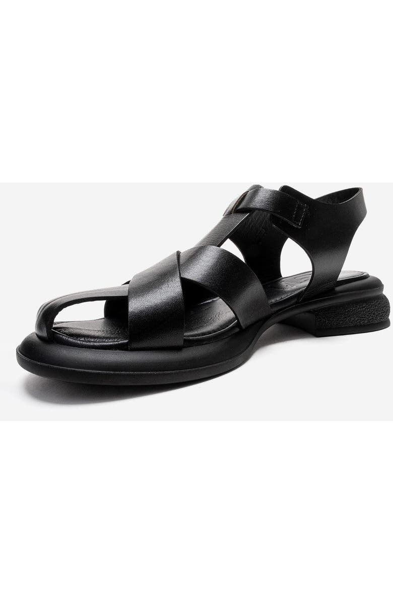 Forever & Always Shoes Guido Leather Sandal, Alternate, color, Black