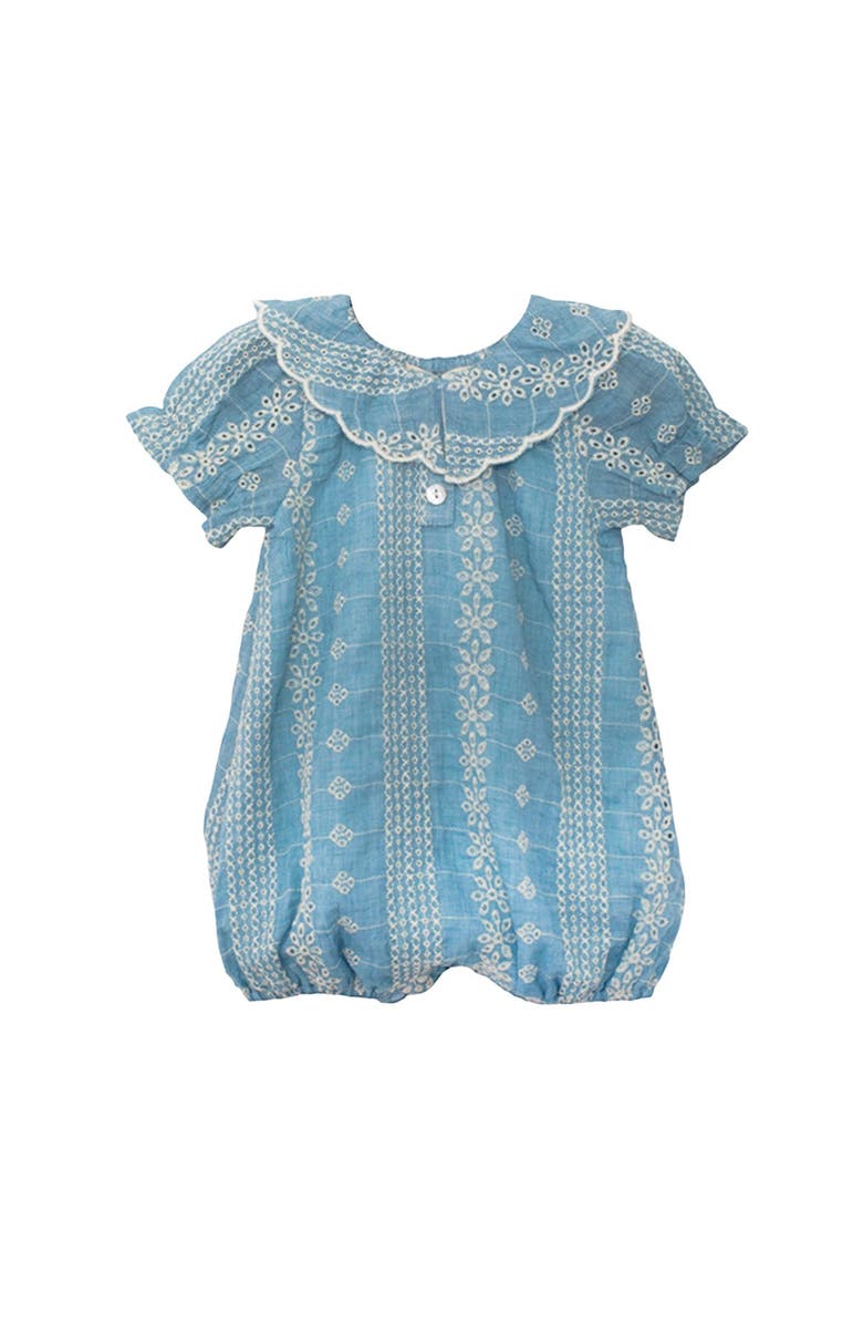 Mabel + Honey Delicate Blue Short Sleeve Romper, Alternate, color, Blue