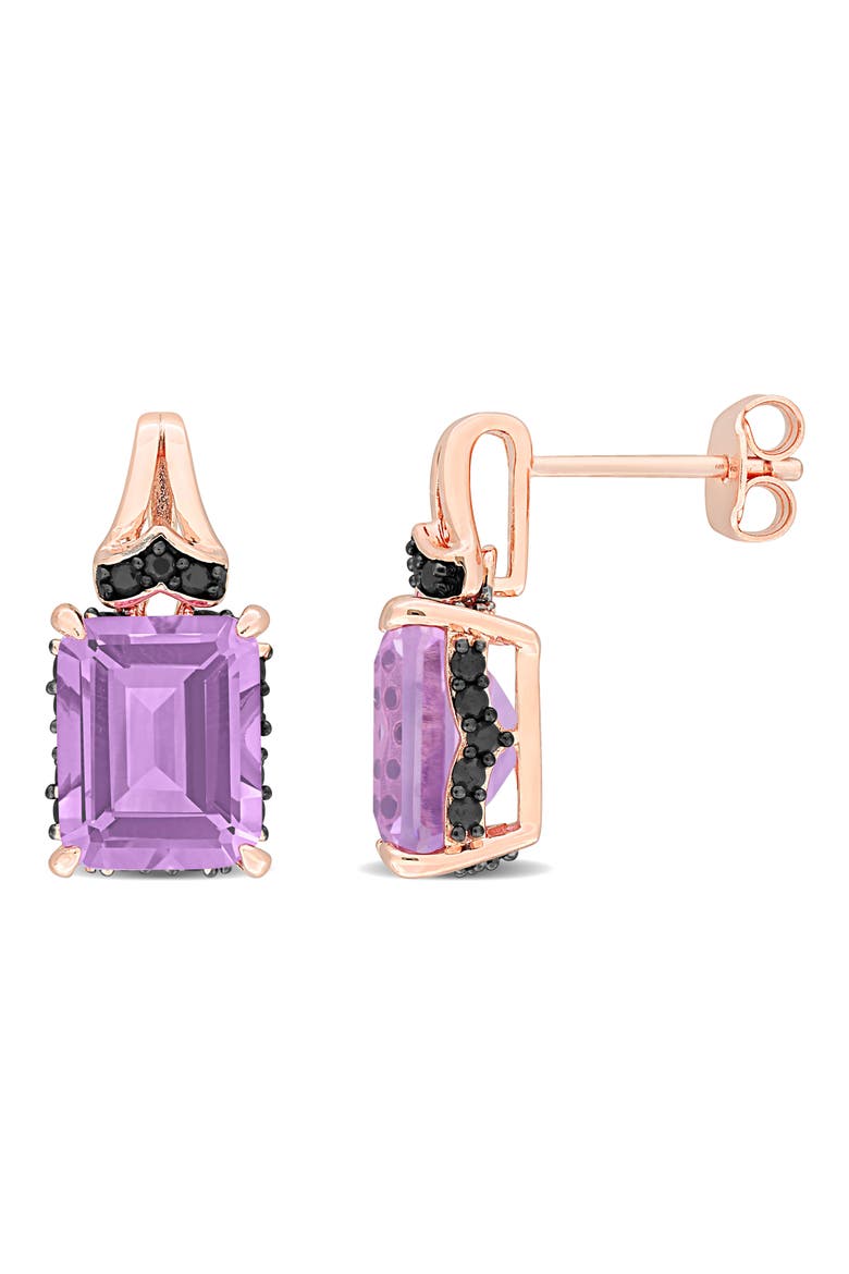 Emerald-Cut Rose de France Amethyst Stud Earrings, Main, color, PURPLE