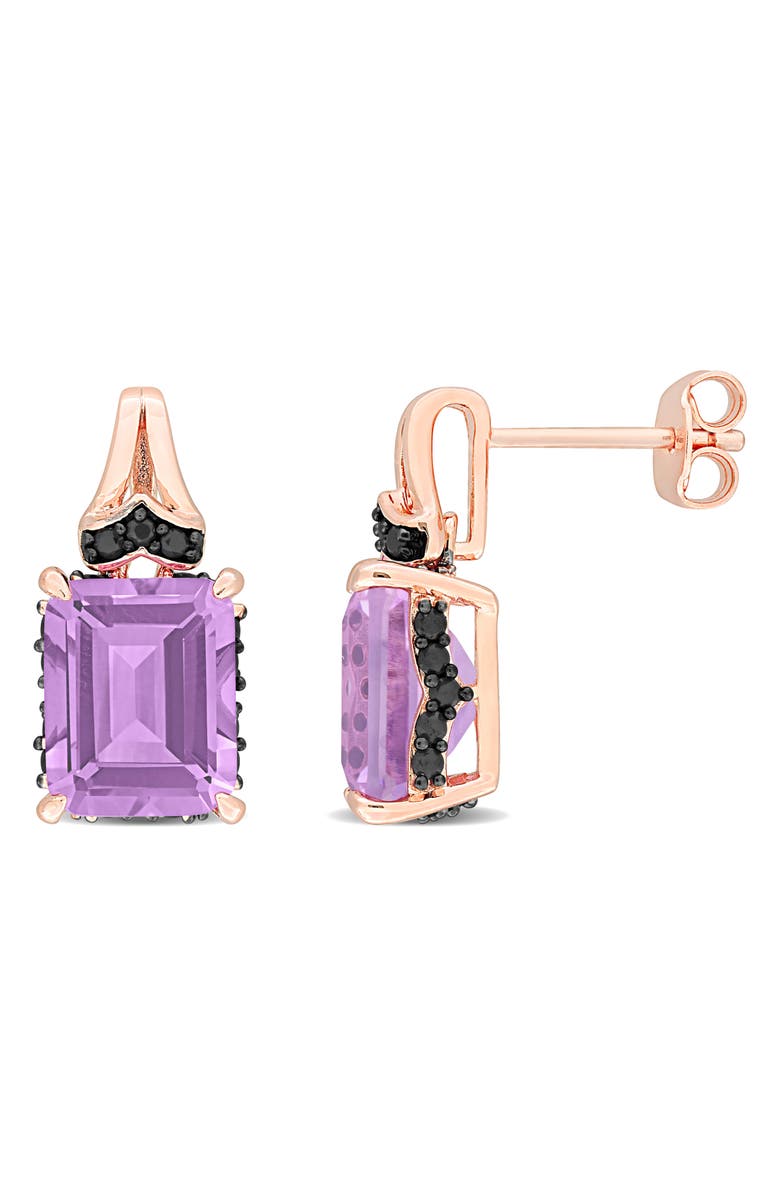 DELMAR Emerald-Cut Rose de France Amethyst Stud Earrings, Main, color, Purple