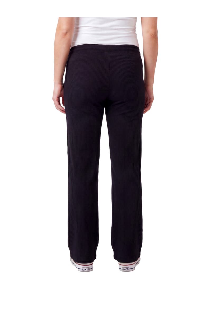 Maternity Basic Ribbed Knit Drawstring Straight Leg Lounge Pants, Alternate, color, Black