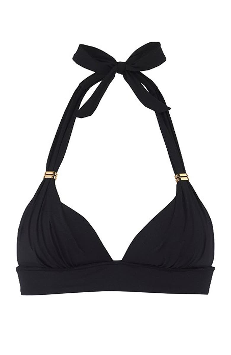 LASCANA Hardware Detail Triangle Bikini Top Size 32B, Alternate, color, Black