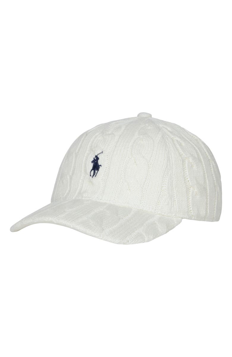 Polo Ralph Lauren Cable Stitch Baseball Cap, Main, color, Antique Cream
