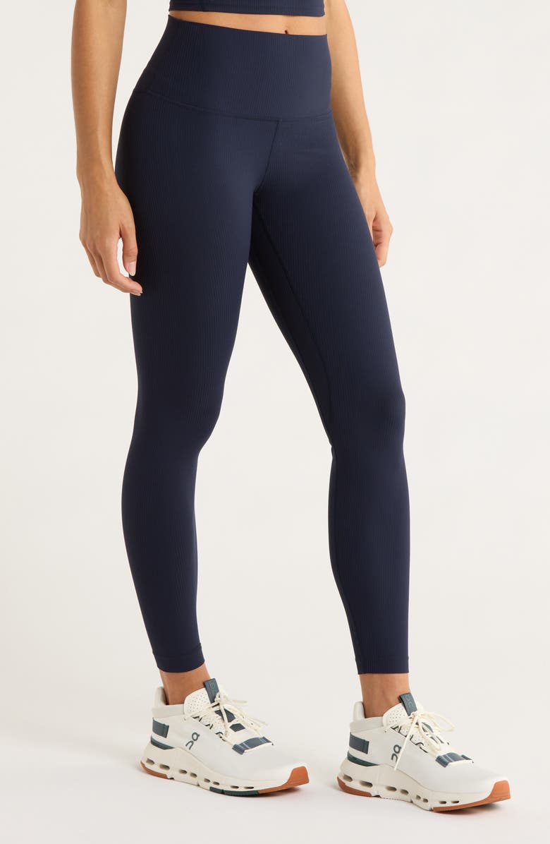MPG Ribbed Leggings, Alternate, color, Navy Blazer