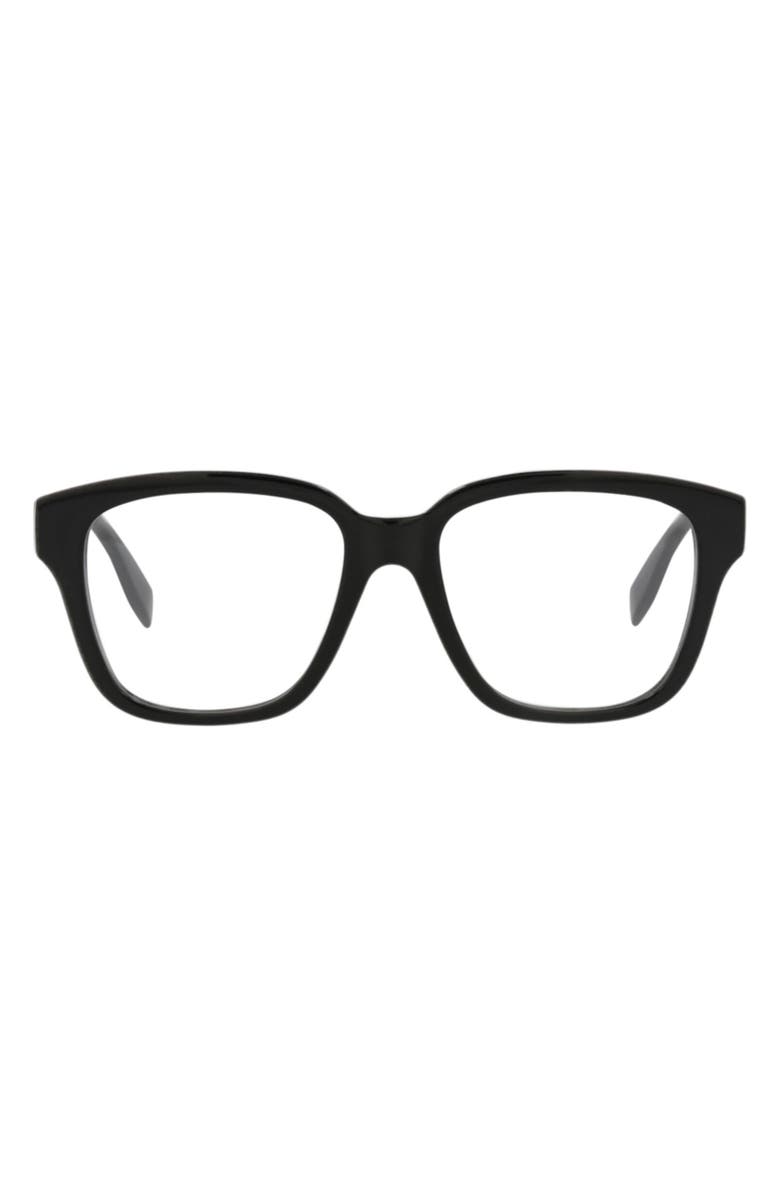 McQueen 52mm Square Optical Glasses, Main, color, Black Black Transparent