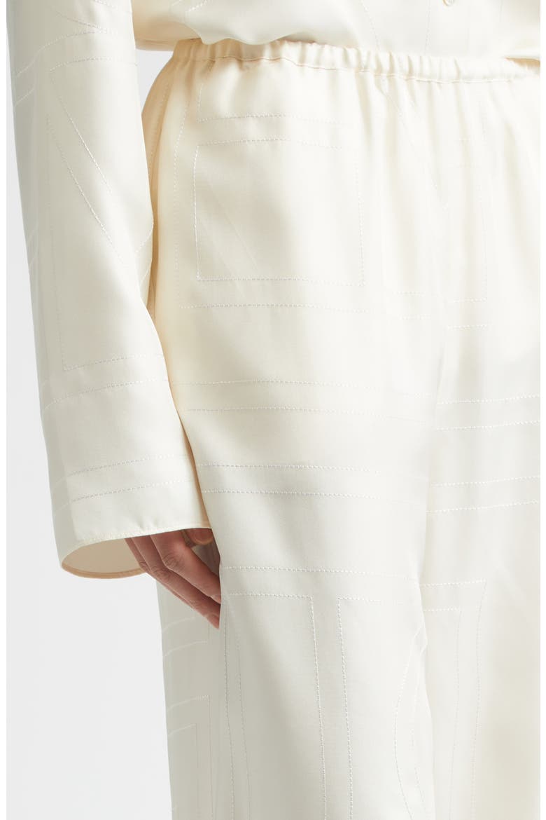 Monogram Organic Silk Pajama Pants, Alternate, color, CREAM