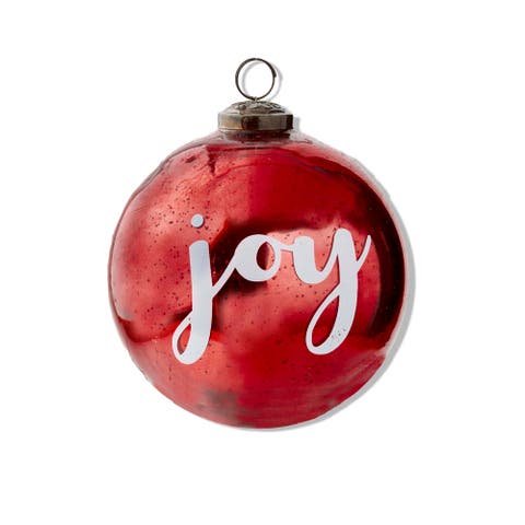 Red Glass Joy Ornament for Christmas Tree Decorative Holiday