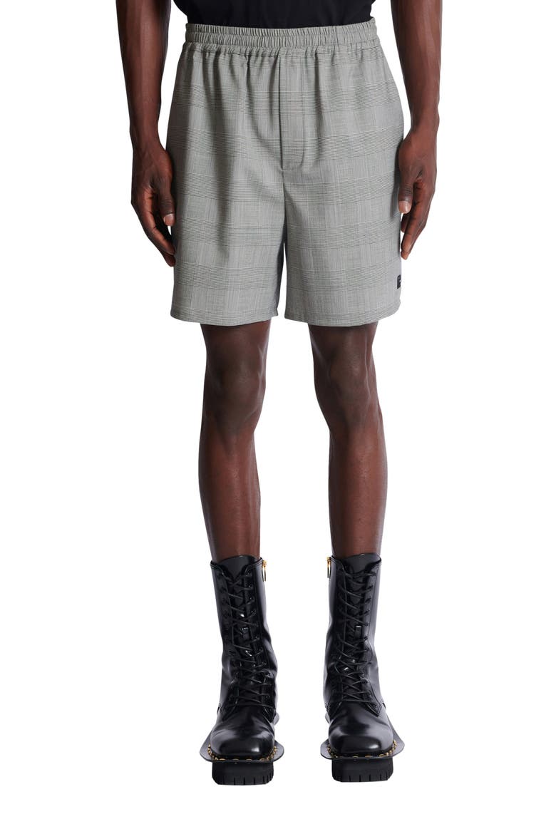 Relaxed shorts in Prince of Wales satin, Alternate, color, black