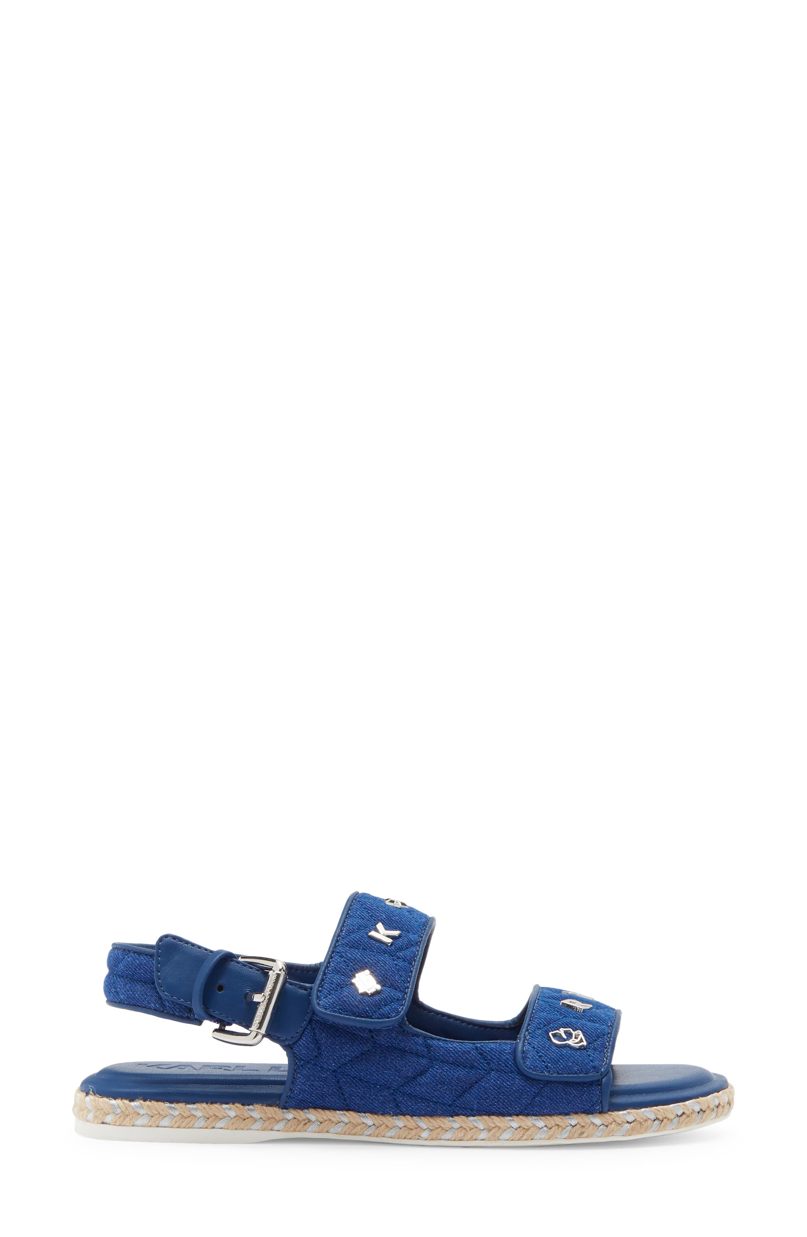KARL LAGERFELD PARIS Charlay Studded Ankle Strap Sandal, Alternate, color, Blue