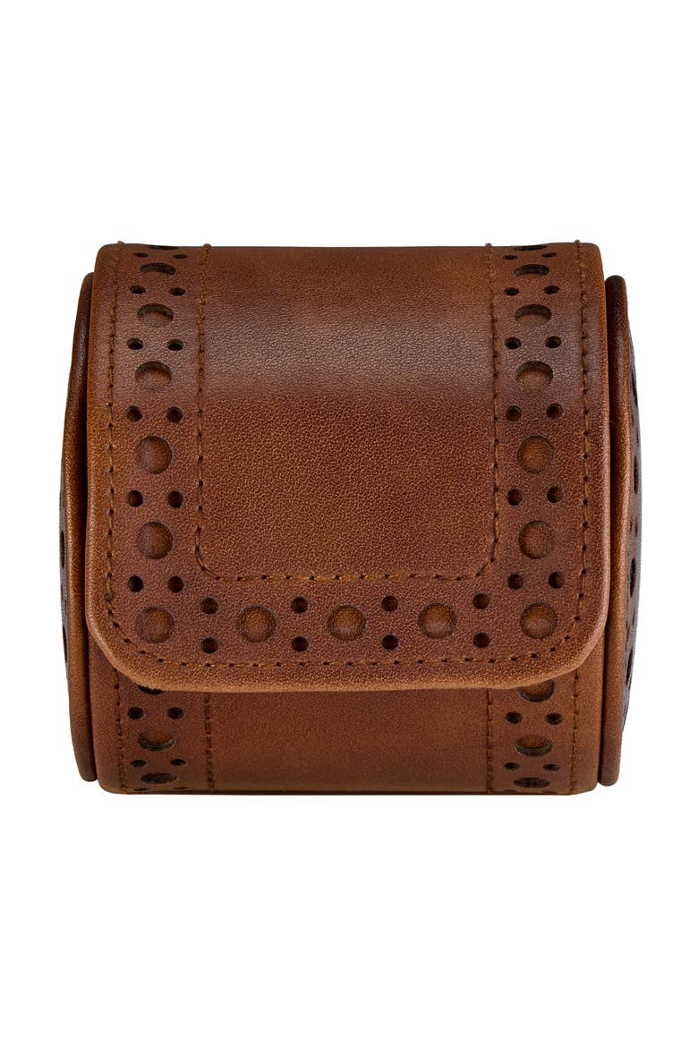 Brogue Single Watch Roll, Main, color, Burnished Brown