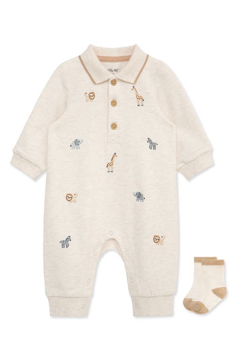 Safari Polo Romper & Socks Set (Baby)