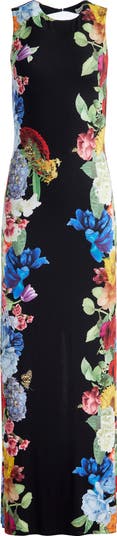 Alice + Olivia Delora Placed Floral Open Back Maxi Dress