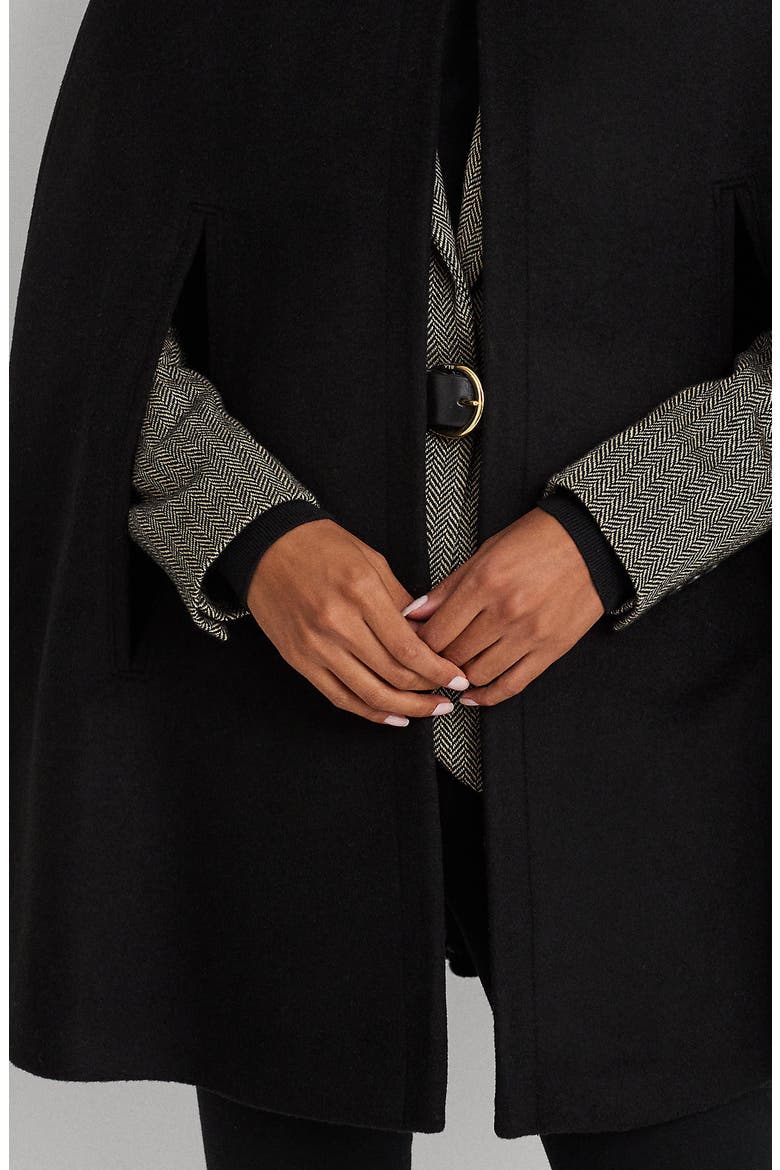 Wool Blend Cape, Alternate, color, BLACK