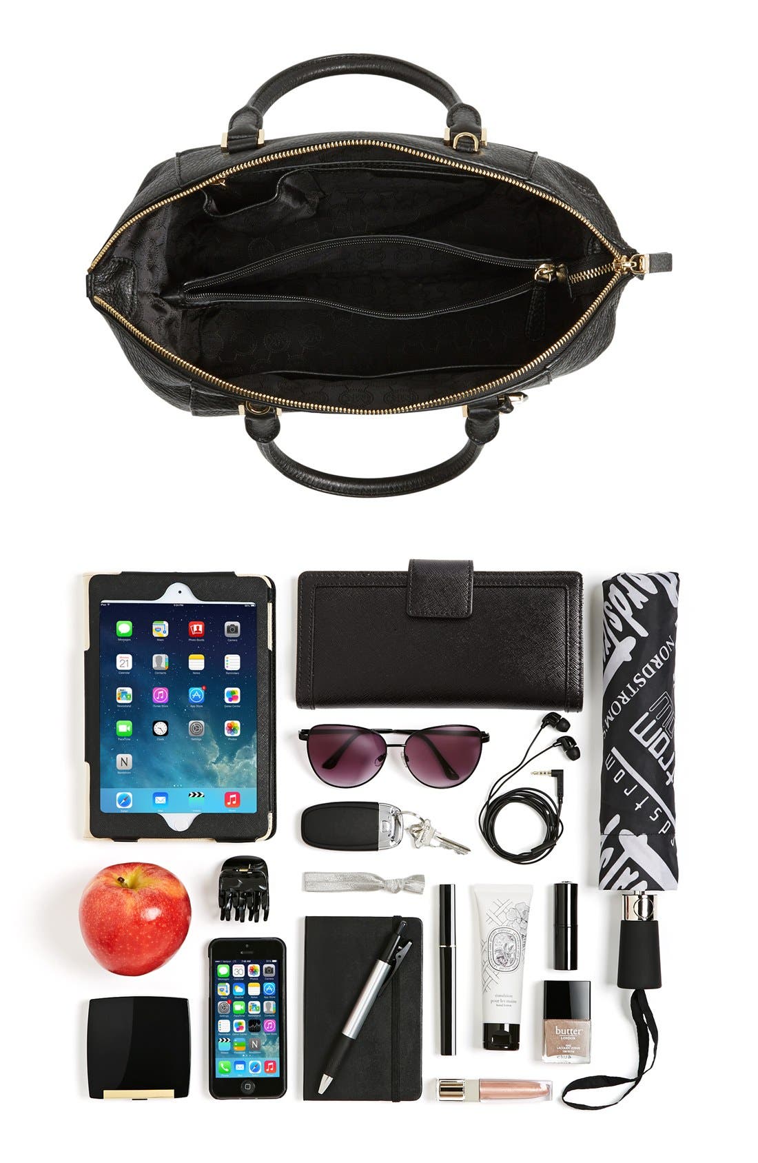 'Medium Riley' Satchel, Alternate, color, BLACK