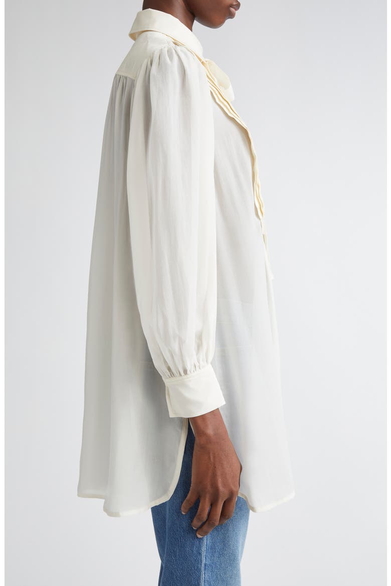Adelaide Bib Pleat Silk Tunic Top, Alternate, color, PEARL