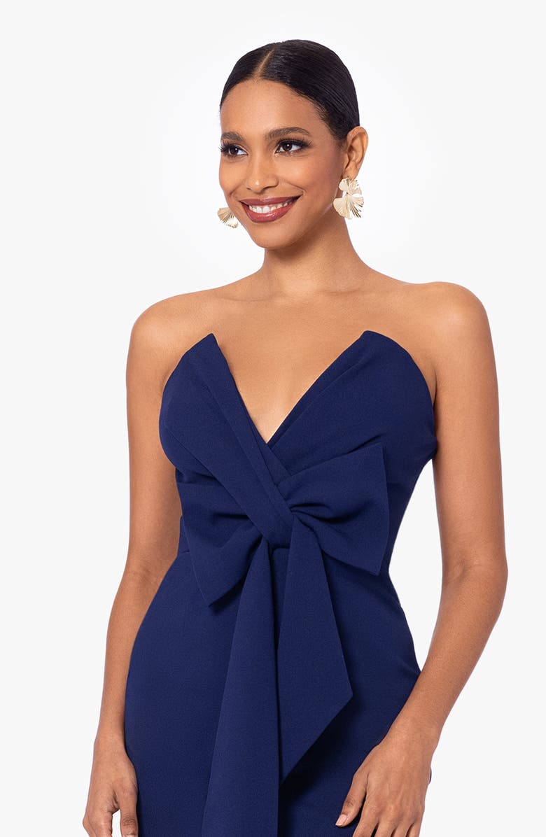 Betsy & Adam Bow Strapless Scuba Knit Cocktail Dress, Alternate, color,