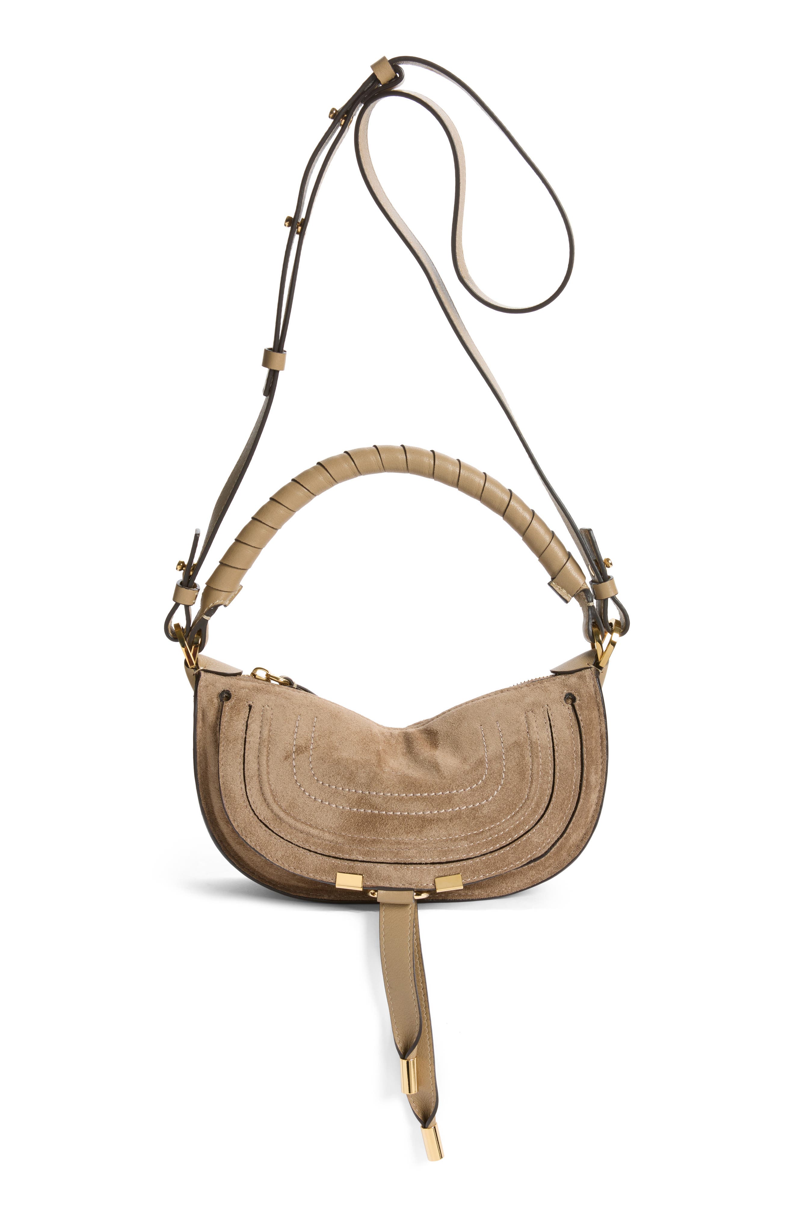 Mini Marcie Suede Camera Shoulder Bag, Alternate, color, BOYISH BROWN
