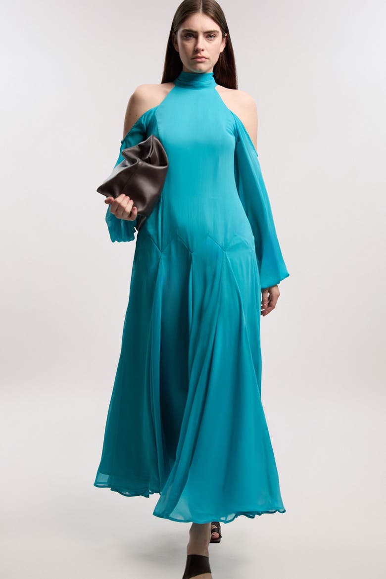 Cold Shoulder Maxi Dress, Main, color, Aqua