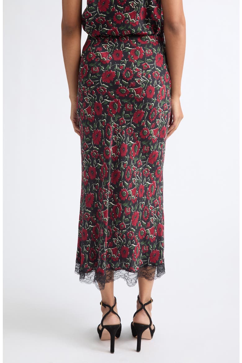 Clover Lace Trim Silk Blend Midi Skirt, Alternate, color, CARDINAL RED MULTI
