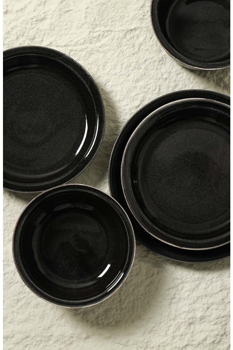Slate Stoneware 12-Piece Dinnerware Set, Alternate, color, Black