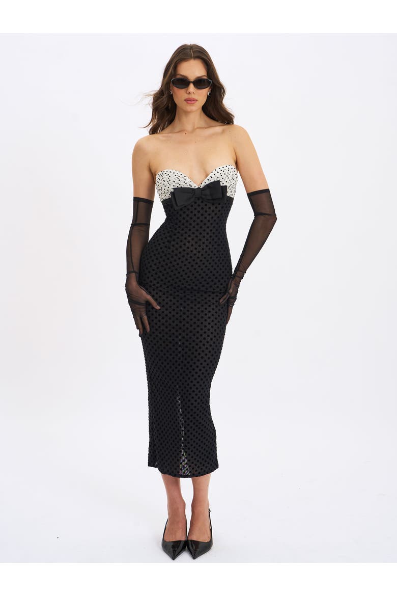 Faith Polka Dot Sweetheart Maxi Dress, Alternate, color, Black and White