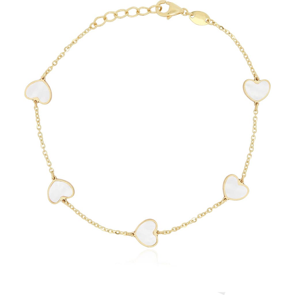 The Lovery Fine Jewelry Mother Of Pearl Heart Station Bracelet In Silver
